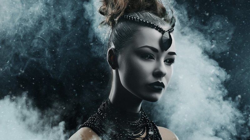 девушка, портрет, фото, студия, грим White фото превью