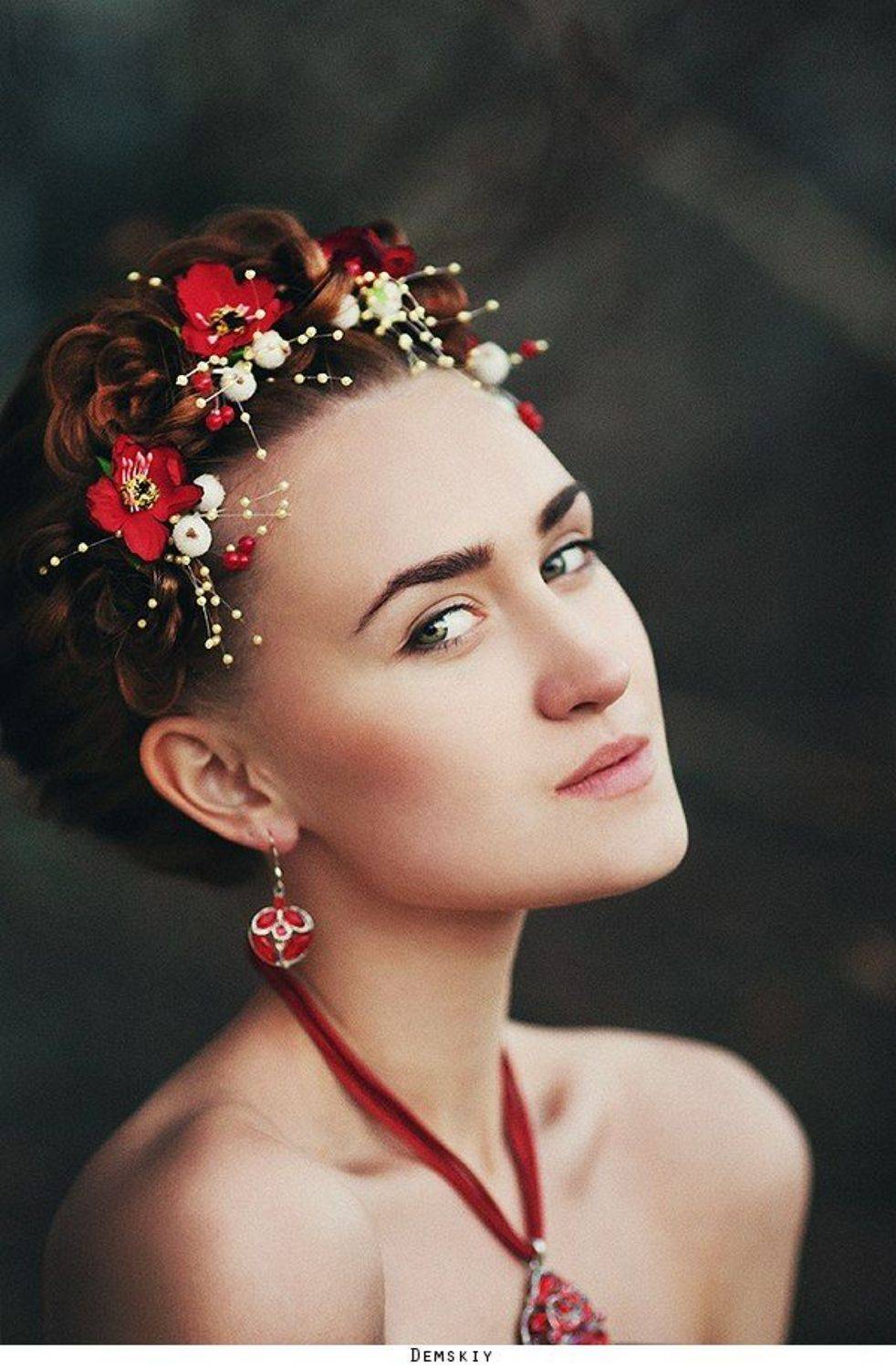 девушка, модель, портрет, цветы, Руслан