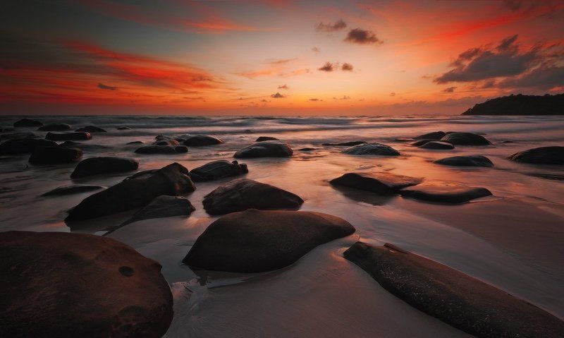 Koh kood, Sea, Stones, Sunset, Thailand В красках заката... фото превью