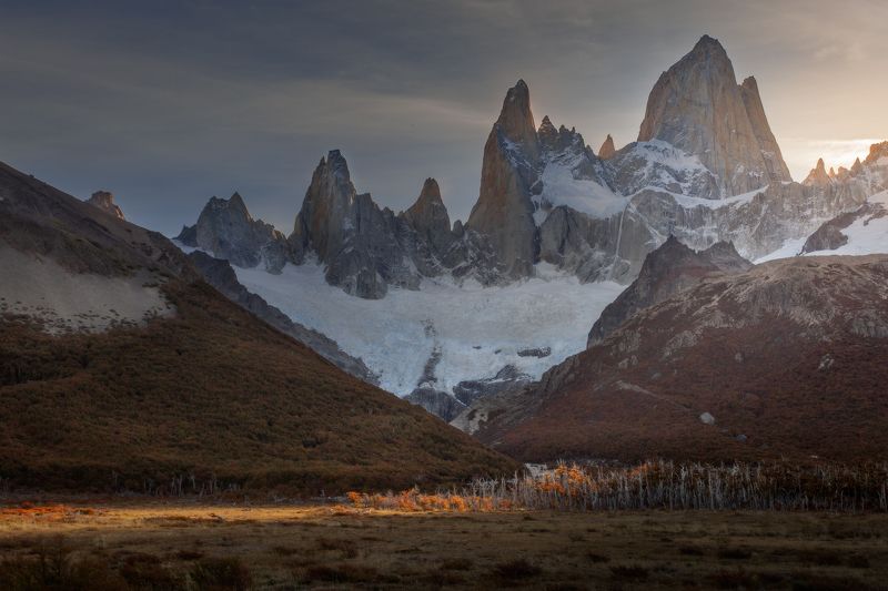 patagonia, fitzroy, sunset В луче фото превью