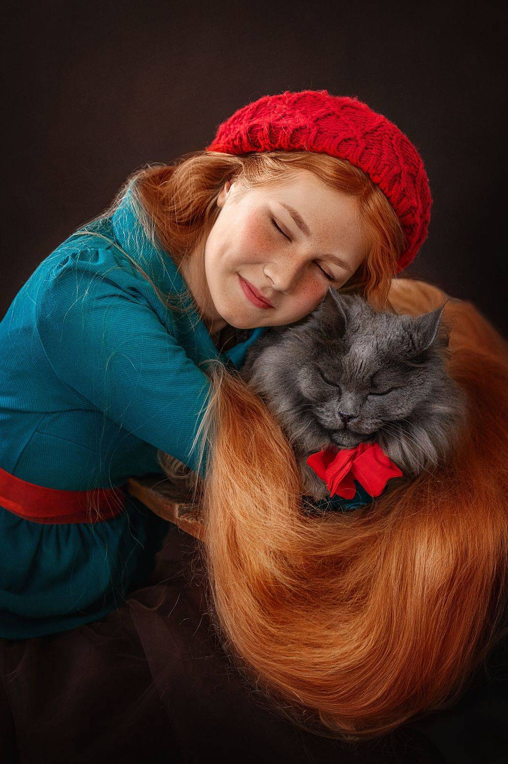 девушка, портрет, дети, фото с животными, кот, Елена Чернигина