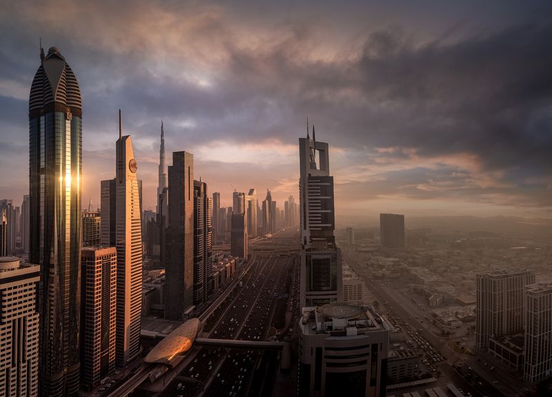 dubai, uae, city, street, sunset, sun, landscape, skyline Streets of Dubai фото превью