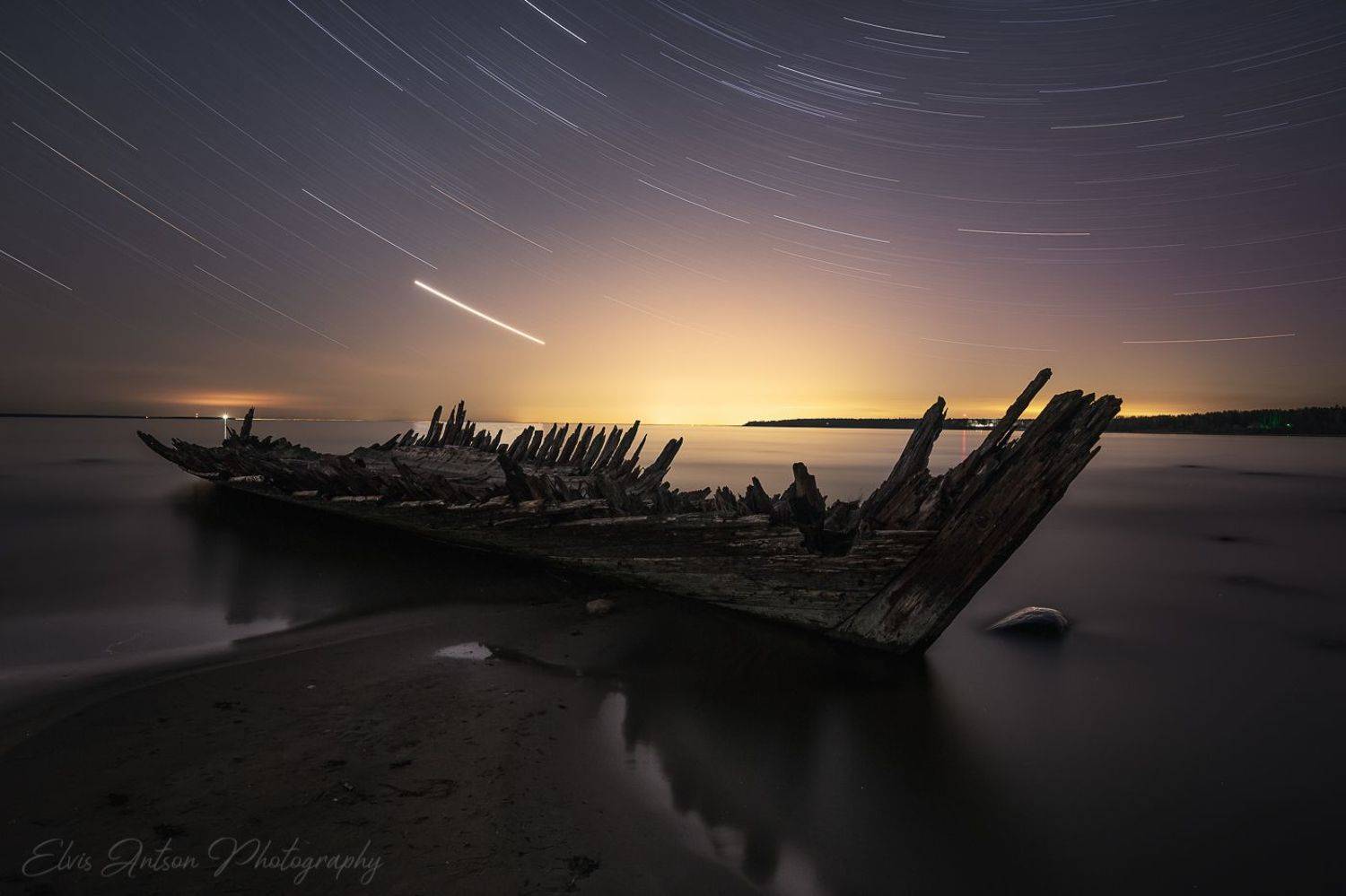 ночь, пейзаж, море, эстония, Antson Elvis