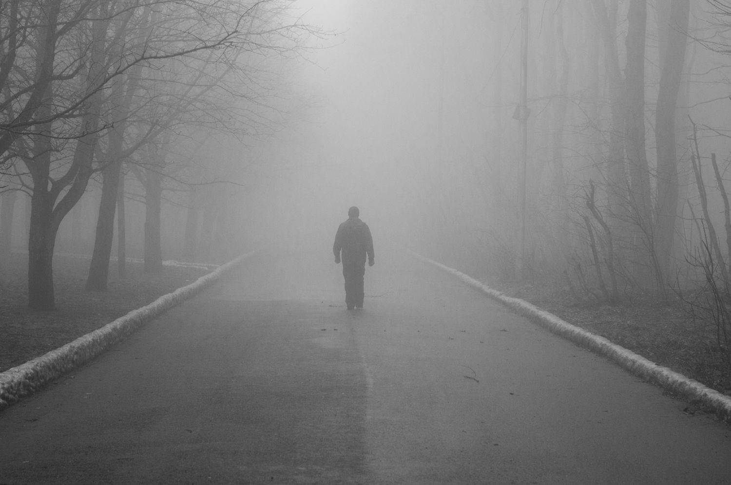 туман, стрит, силуэт, человек, Виталий Маслов