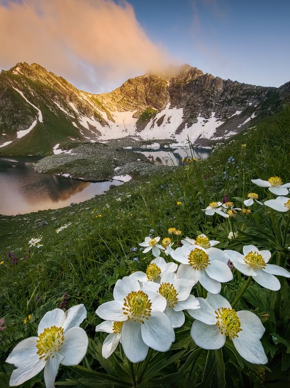 кавказ, горы, загеданские озера, загедан, весна, закат, кчр, пейзаж, природа, кавказские горы В окружении гор фото превью