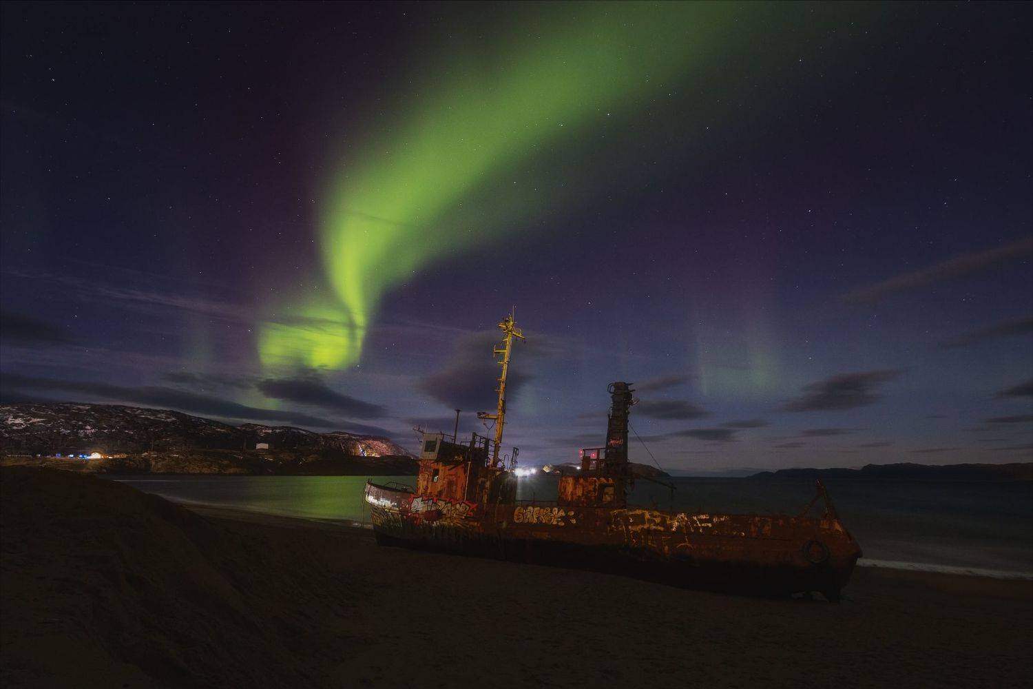 териберка, мурманская область, заполярье, кольский, ночь, аврора, avrora borealis, Шишкин Дмитрий