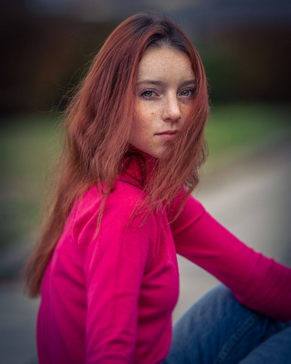 девушка, портрет, веснушки, зеленые, глаза, Дмитрий Александров