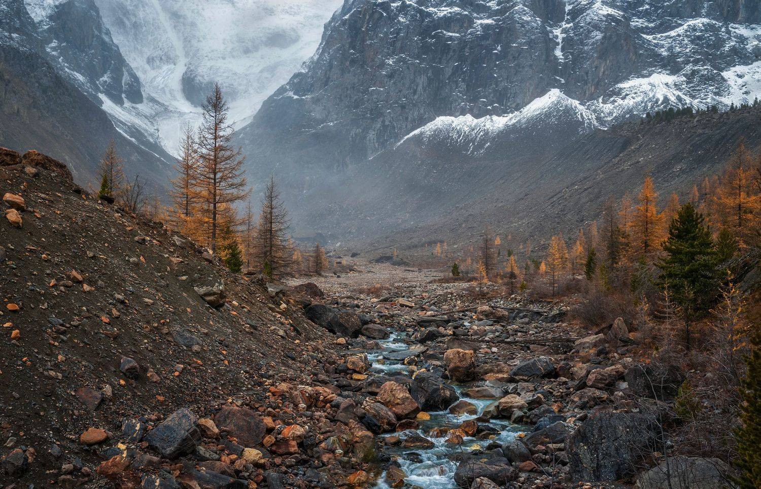 горный алтай,осень,пасмурный вечер,долина актру, lora_pavlova