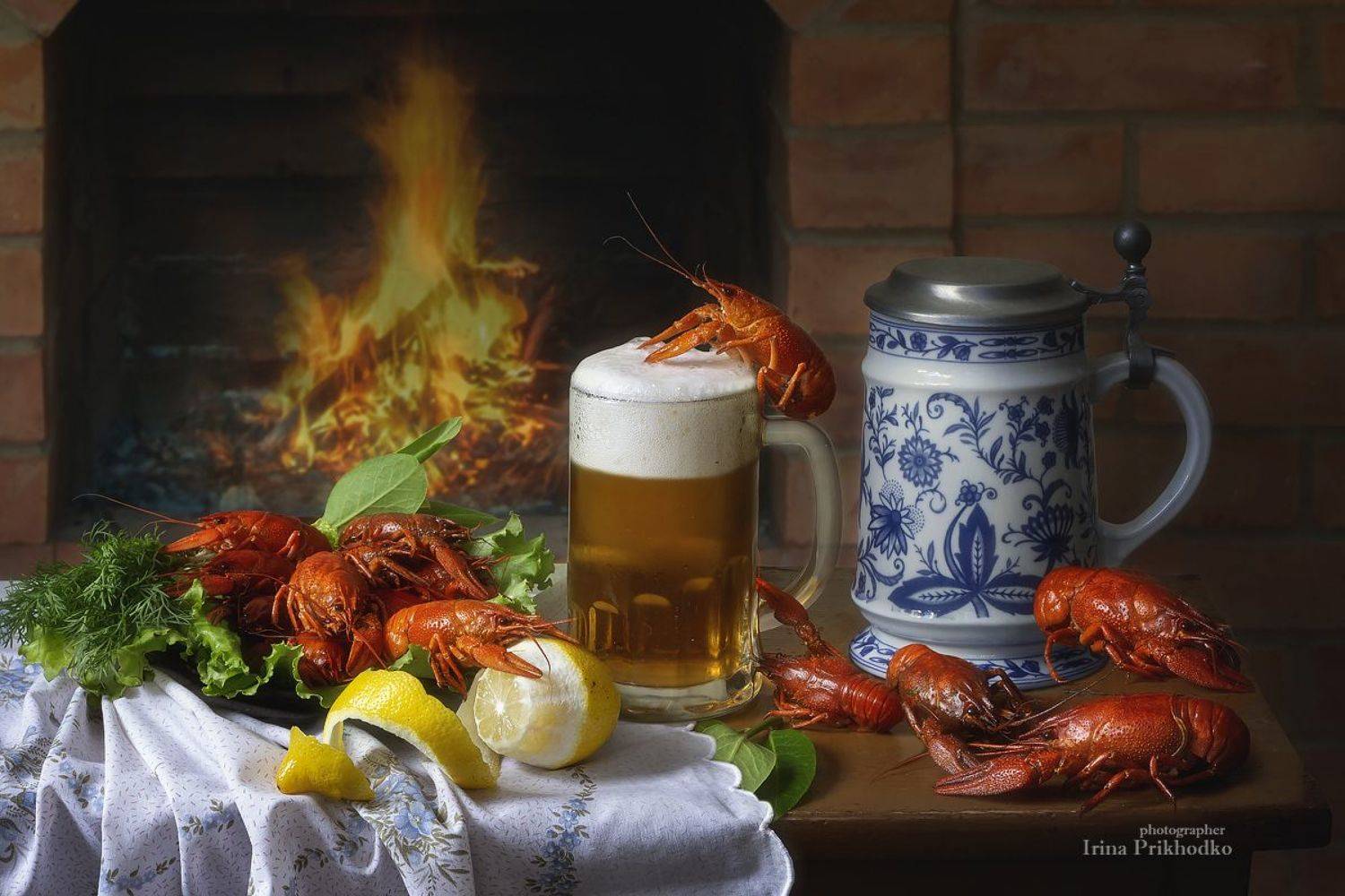 натюрморт, еда, раки, пиво, Приходько Ирина