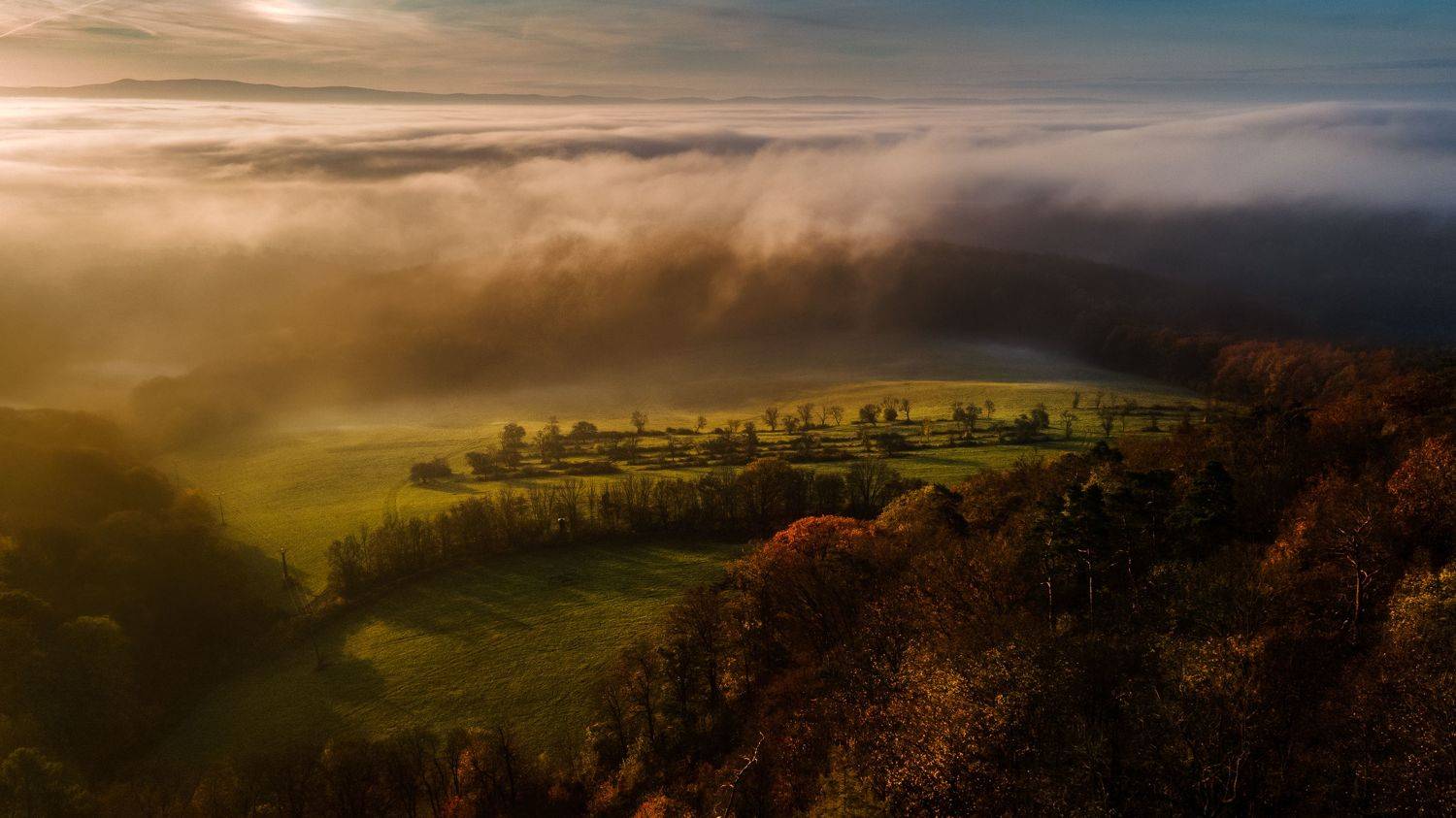 Inversion, moravia, czech, autumn, dji, mavic, air2s, sunrise, color, landscape, nature, Stanislav Judas