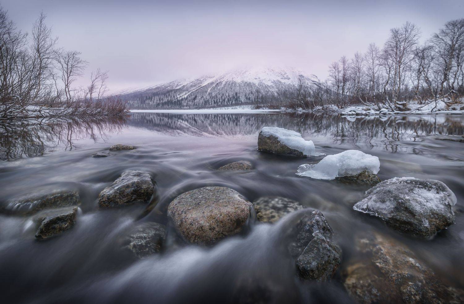 горы, вода, снег, река, отражение, хибины, Khlebnikova Ekaterina