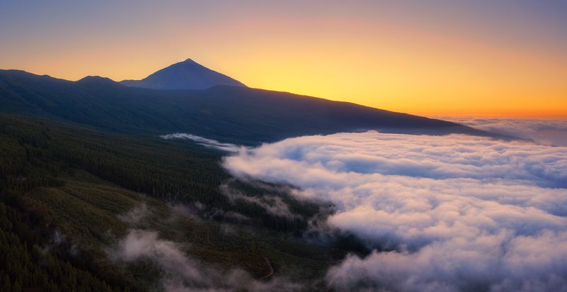 Sunset, Teide, volcano, Tenerife, island, Spain Sunset over Teide volcano фото превью