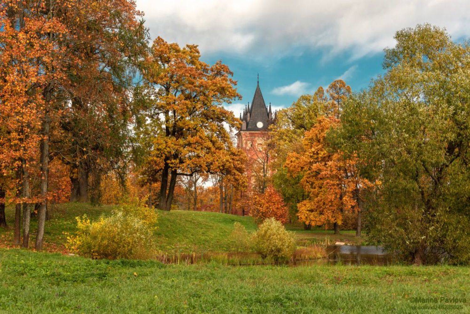 город, архитектура,  александровский парк, пейзажный парк, замок \"шапель\", золотая осень, город пушкин, царское село,nikon, Павлова Марина