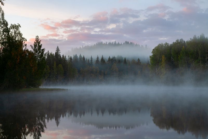morning, russia, karelia, nature, fog, autumn Sunrise фото превью