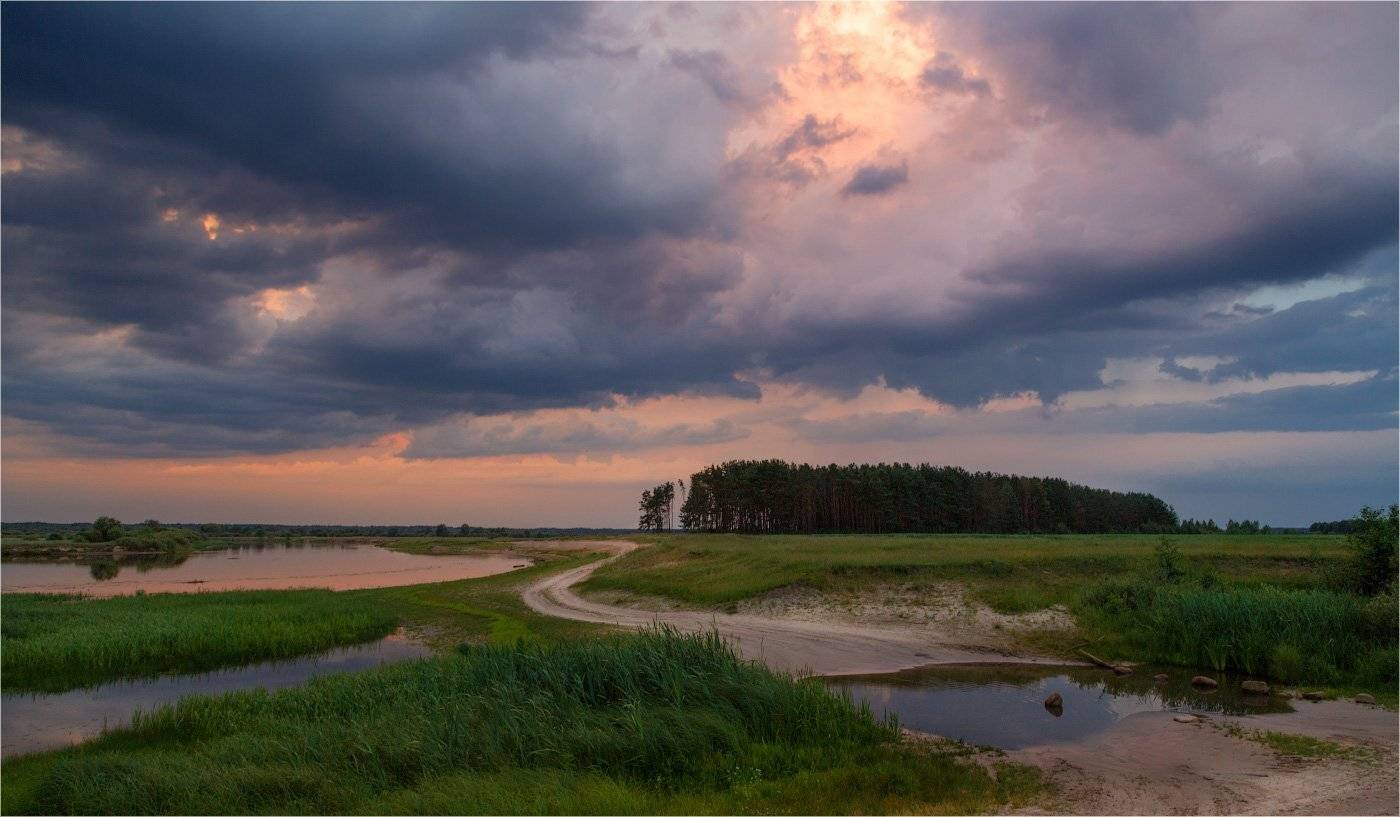 Дорога, Июнь, Лето, Облака, Река Березина, Ручей, Михаил Кушнер