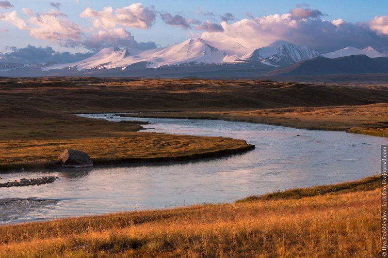 Ак-алаха, Алтай, Горы, Рассвет, Река, Табын-богдо-ола  фото превью