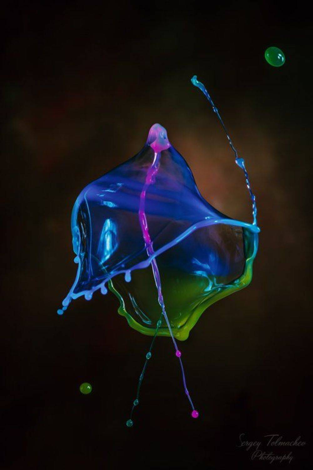 Арт, Брызги, Вода, Всплеск, Жидкость, Капли, Макро, Разноцветные, Фон, Сергей Толмачев