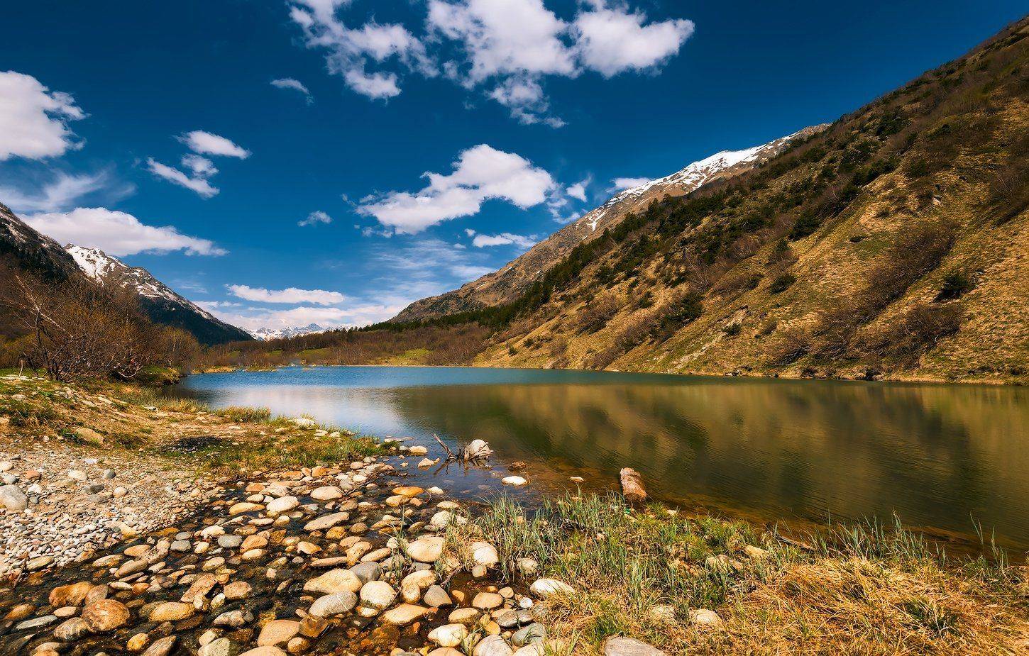 Весна, Горы, Домбай, Озеро, Снег, Олег