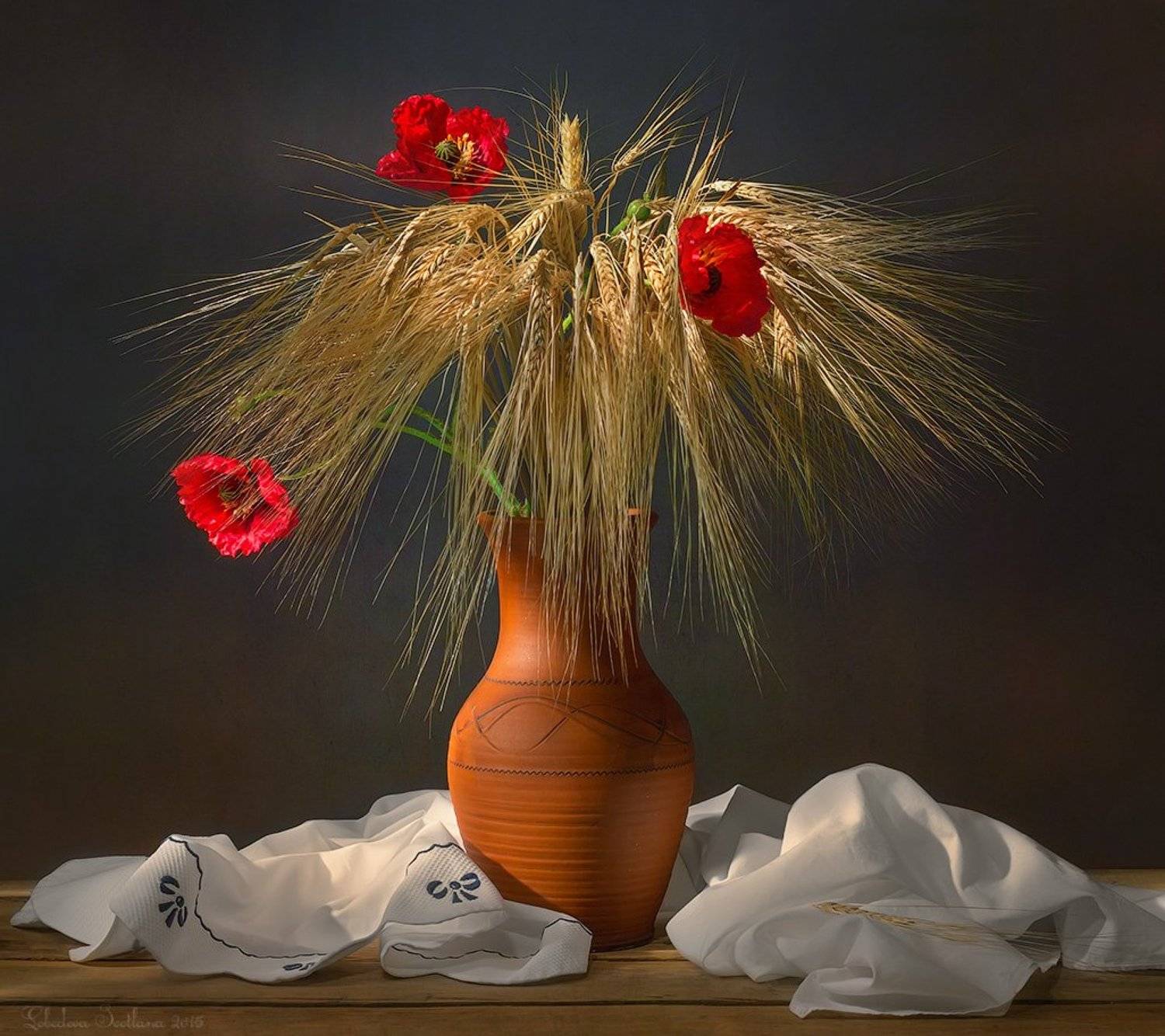 колоски, крынка, маки, Светлана Л.