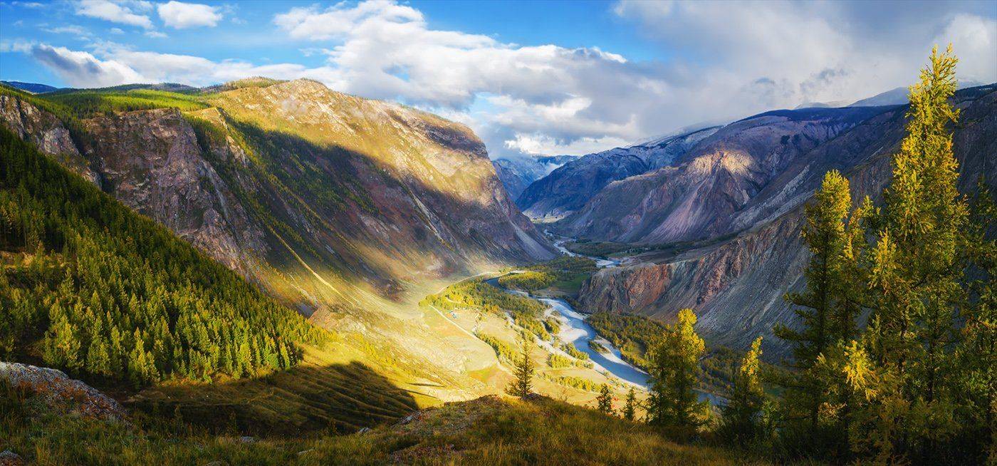 Восход, Горный алтай, Горы, Осень, Пейзаж, Природа, Путешествие, Река, Сибирь, Утро, Чулышман, Альберт Беляев