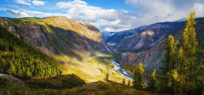 Восход, Горный алтай, Горы, Осень, Пейзаж, Природа, Путешествие, Река, Сибирь, Утро, Чулышман Каньон Чулышман фото превью