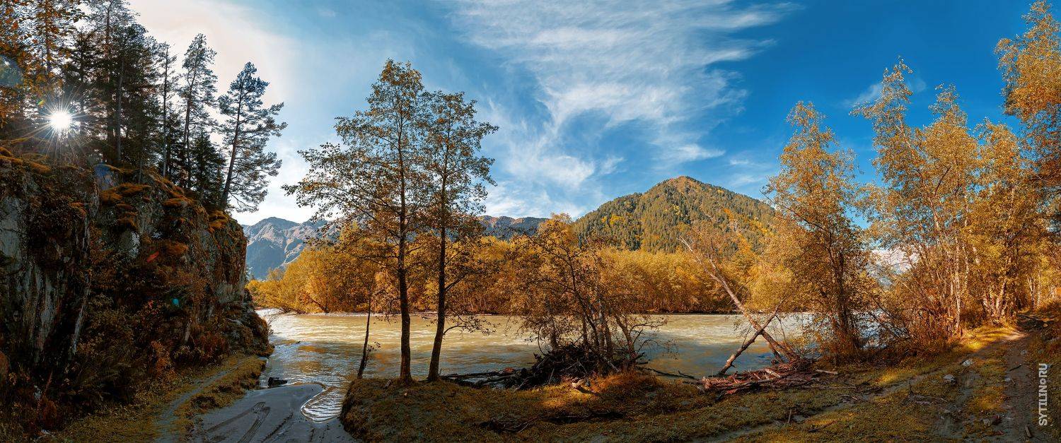 Тебердинский заказник, архыз, Карачаево-Черкессия, осень, река, вода, горы, тур, отдых, экскурсия, путешествие, достопримечательность, пейзаж, природа, кавказ, панорама, речка, горный, утес, Сытилин Павел
