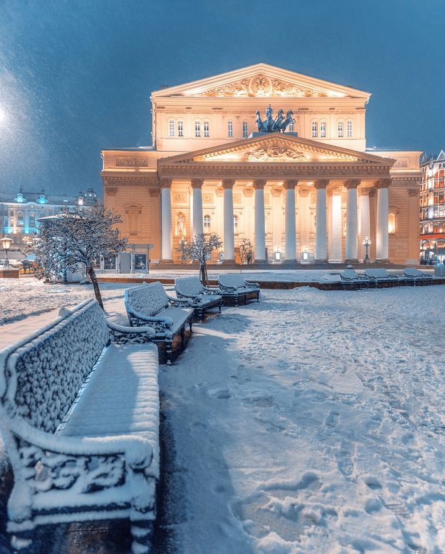 snow, moscow, winter, театральная площадь, снег, большой театр, Москва Большой театр фото превью