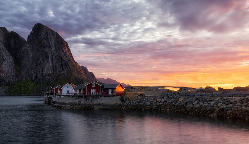 норвегия, лофотен, лофотенские острова, закат, рассвет, хамнёй, norway, lofoten, lofoten islands, sunset, sunrise, golden hour, hamnoy Осенний рассвет / Autumn sunrise фото превью