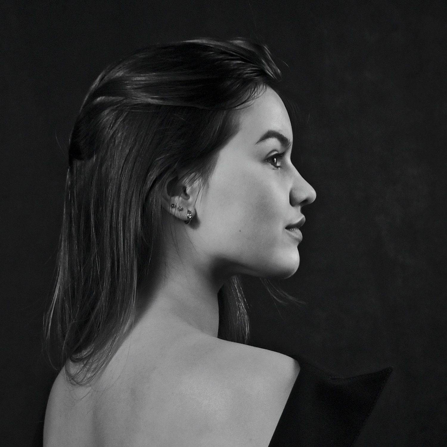 портрет, девушка, профиль, чб, апатиты, Николай Смоляк