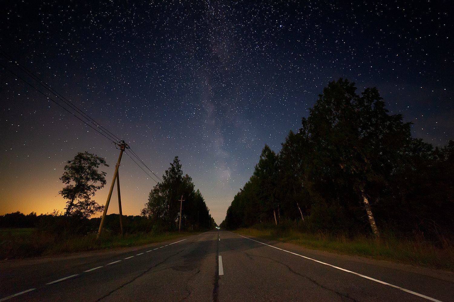 night, road, milkyway, nature, starrynight, russia, Хамаганова Мария