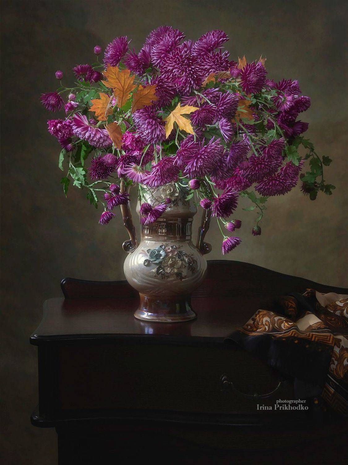 натюрморт, цветы, осень, хризантемы, букет, Приходько Ирина