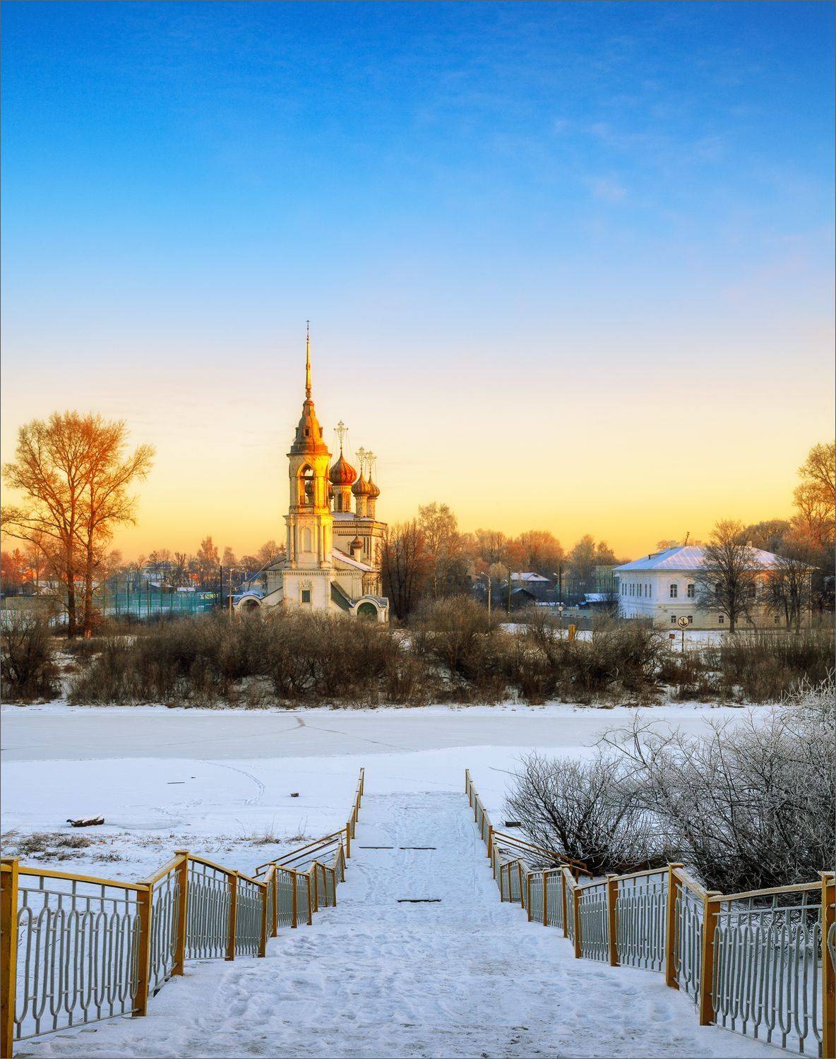 пейзаж, архитектура, храм, река, осень, утро, свет, цвет, александр никитинский., Никитинский Александр