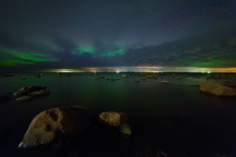 night, water, aurora borealis, northern lights High hopes фото превью