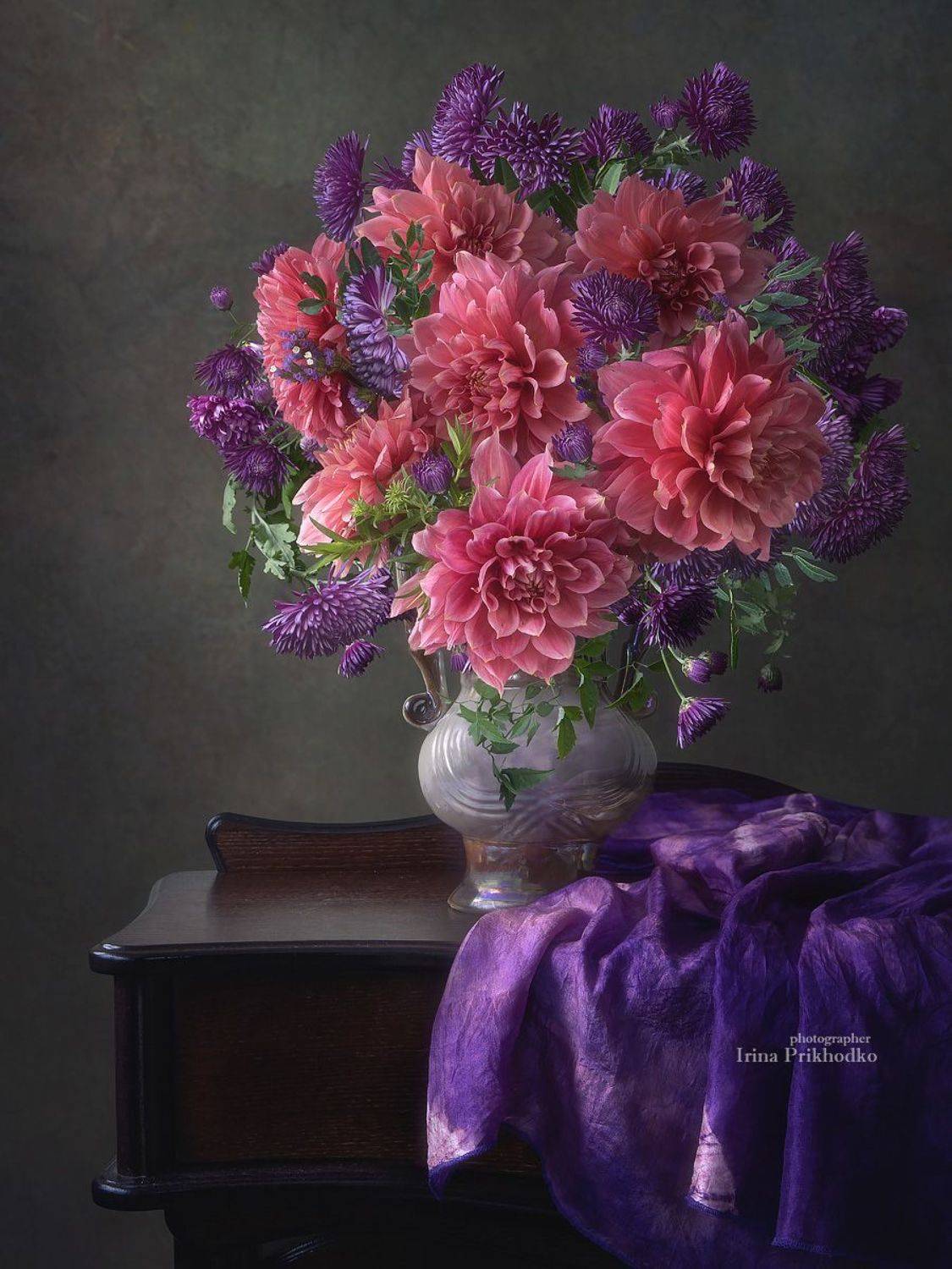 натюрморт, цветы. букеты, георгины, хризантемы, Приходько Ирина