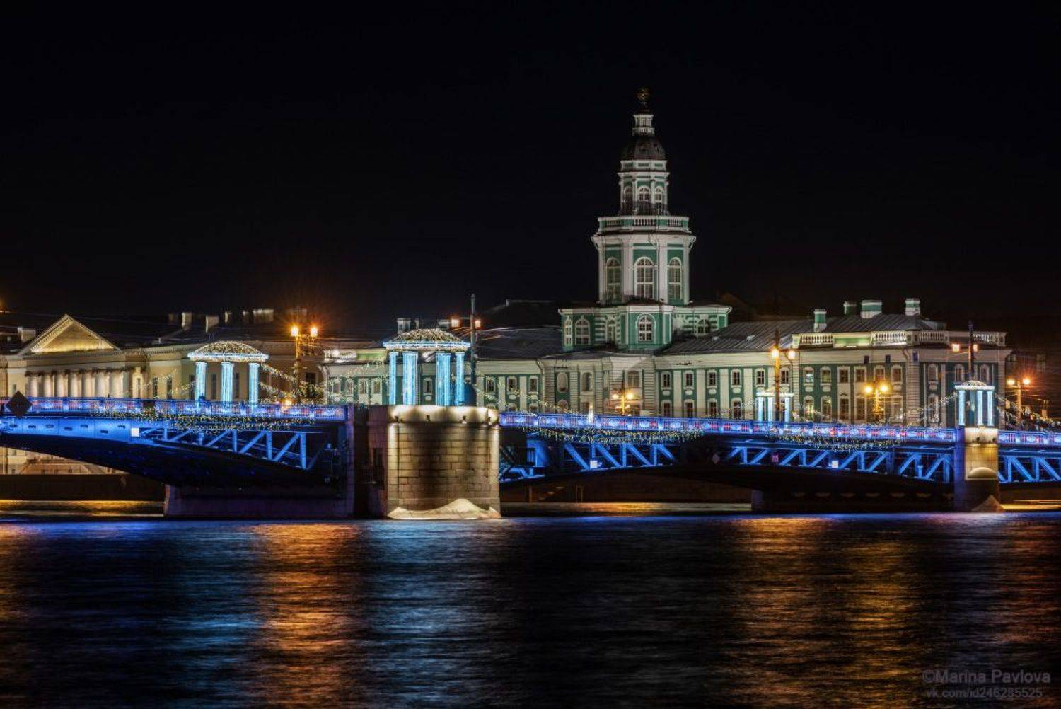 город, архитектура, вечерний город, ночной город, новогодний дворцовый мост, кунсткамера, река нева, городской пейзаж, nikon,, Павлова Марина