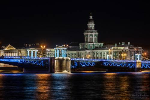 Новогодний Дворцовый мост. Кунсткамера.
