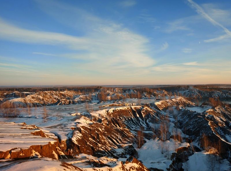 вечер, снег, карьеры, природа Конец ноября. фото превью