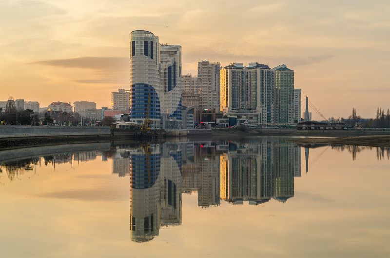 город, краснодар, набережная, утро  фото превью