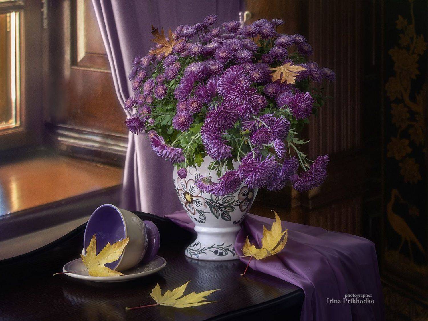 натюрморт, осень, цветы, хризантемы, букет, интерьер, Приходько Ирина