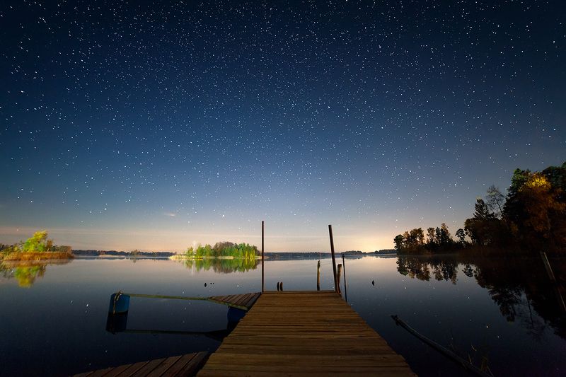 night, starlight, russia, nature, vuoksi Vuoksi фото превью