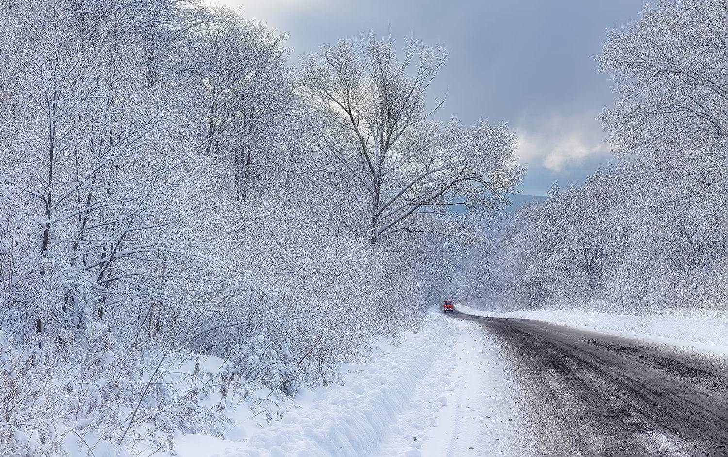 приморский край, зима, камаз, дорога, тайга, перевал, утро, Евгений Паршуков
