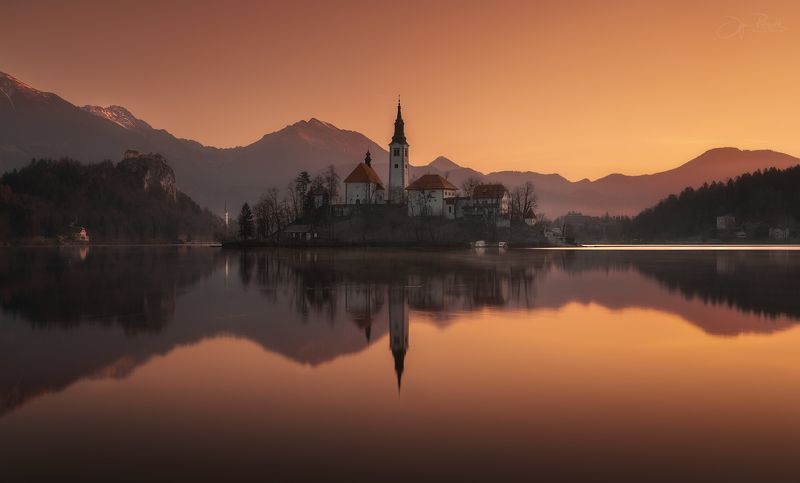 блед, словения, рассвет, пейзаж, архитектура Утро нового дня фото превью