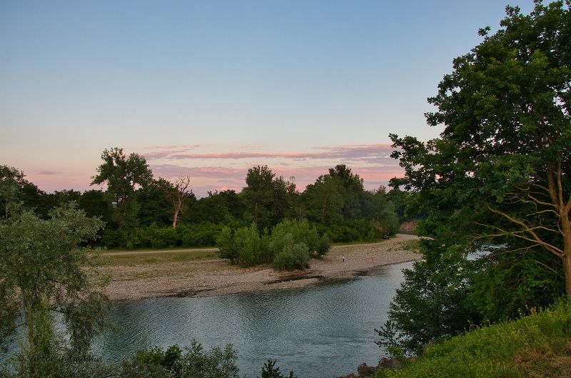 лето, вечер, река, пшеха  фото превью