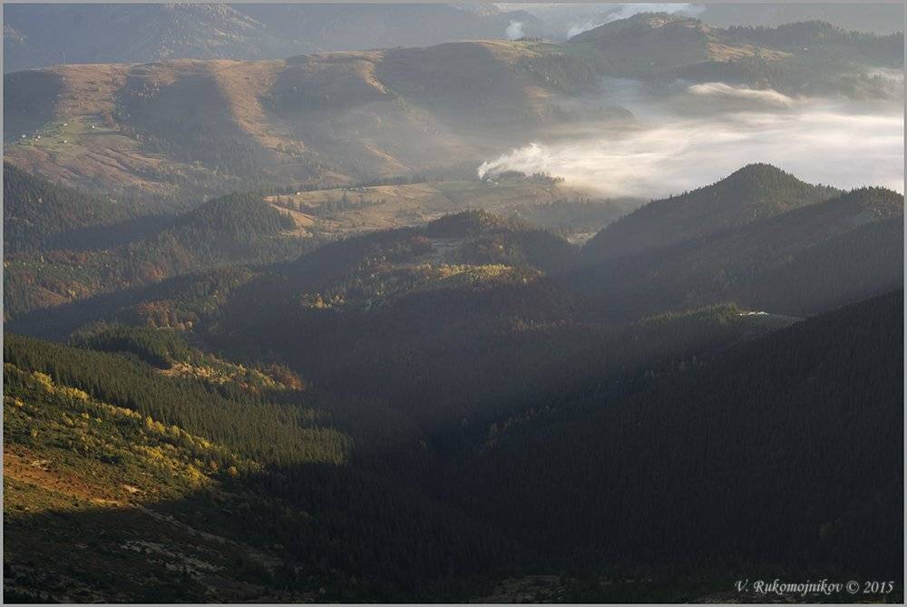 Горы, Карпаты, Осень, Рассвет, Туман, Утро, Рукомойников Валентин
