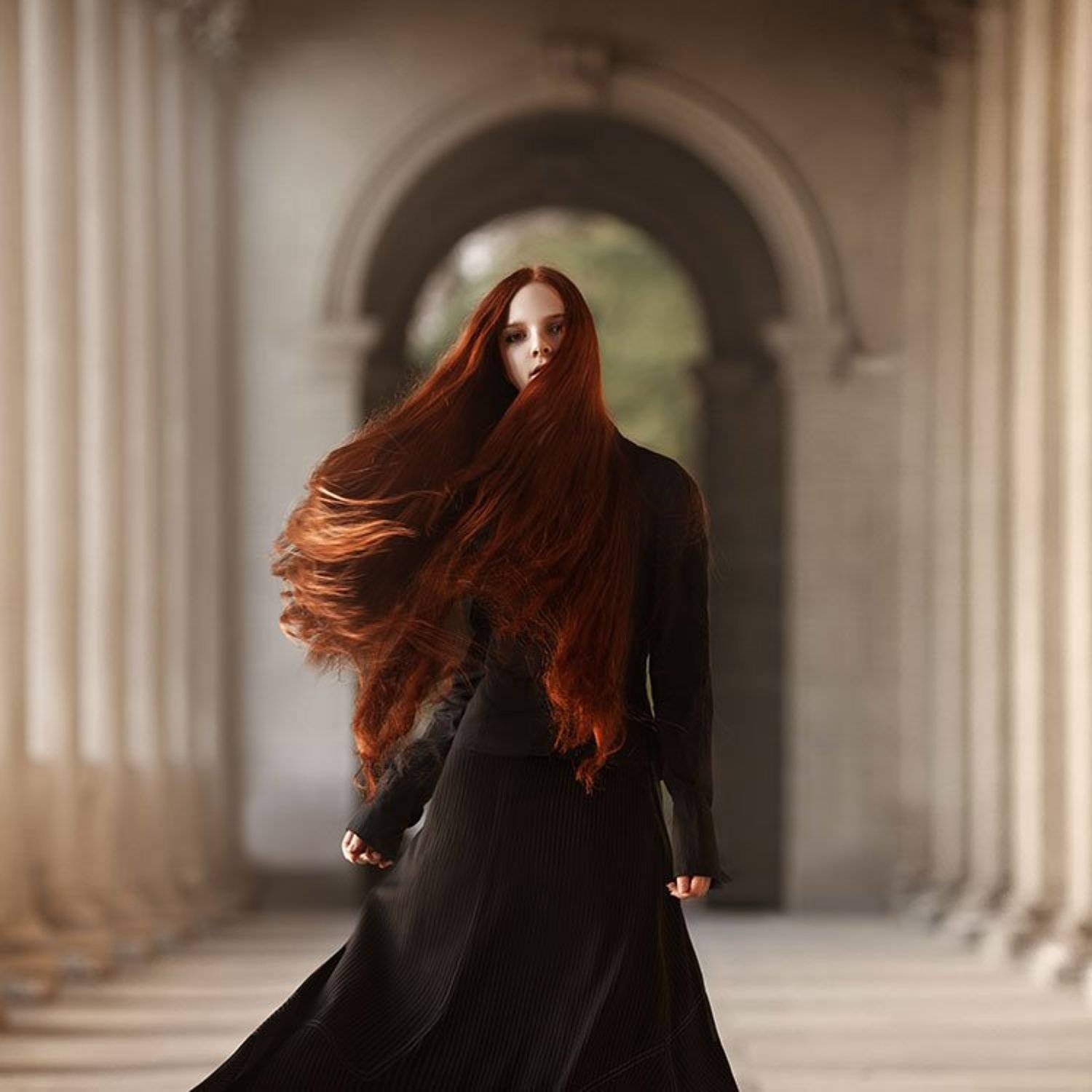 Black, Ginger, Gothic, Hair, photo, Photography, Portrait, Red, Wind, Woman, Елена Daedra Алферова