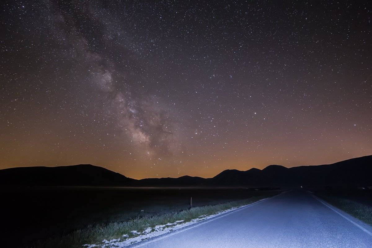 Дороги, Звёзды, Италия, Ночь, Умбрия, Лядимов Дмитрий