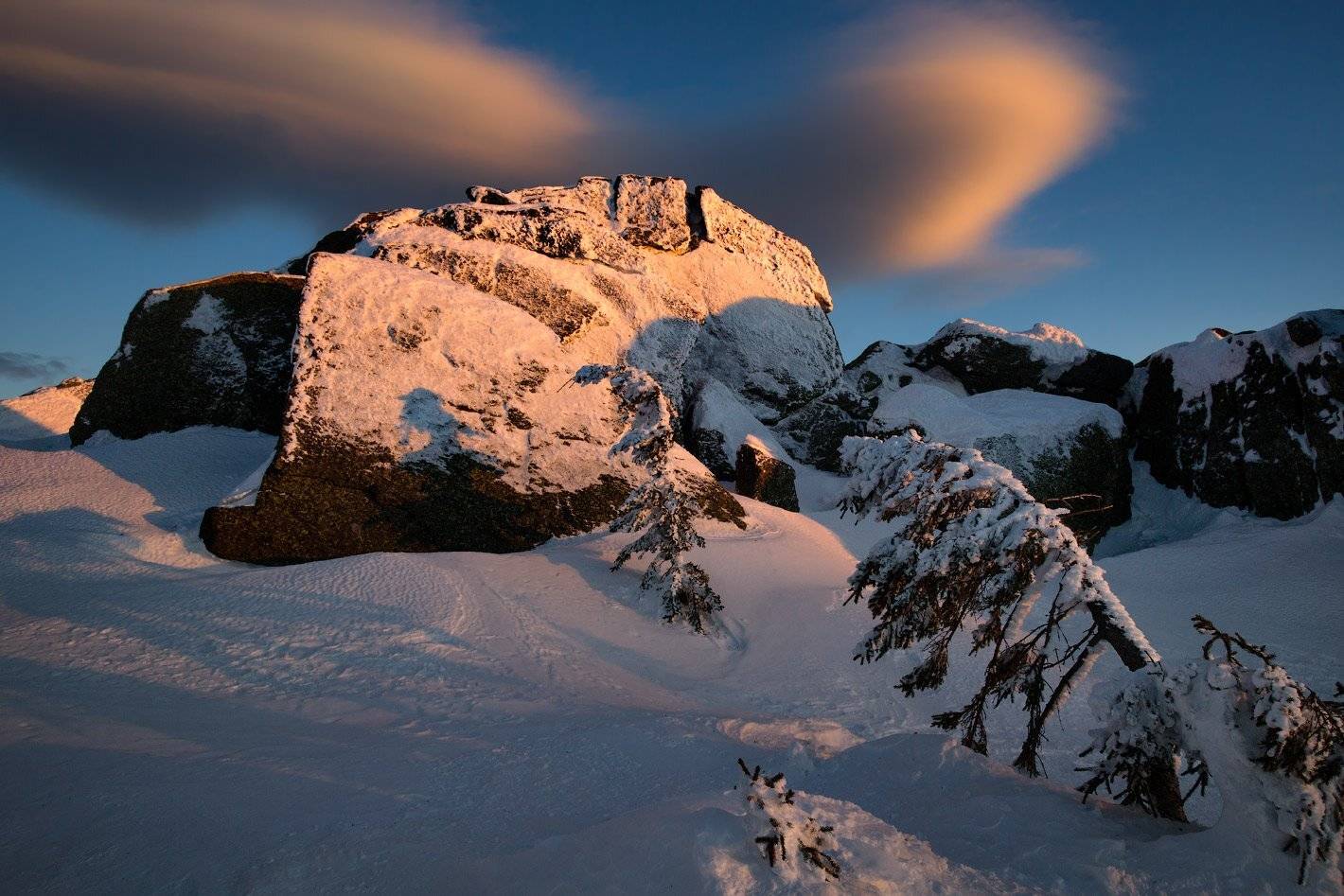 Горы, Закат, Зима, Снег, Таганай, Урал, Владимир Ляпин