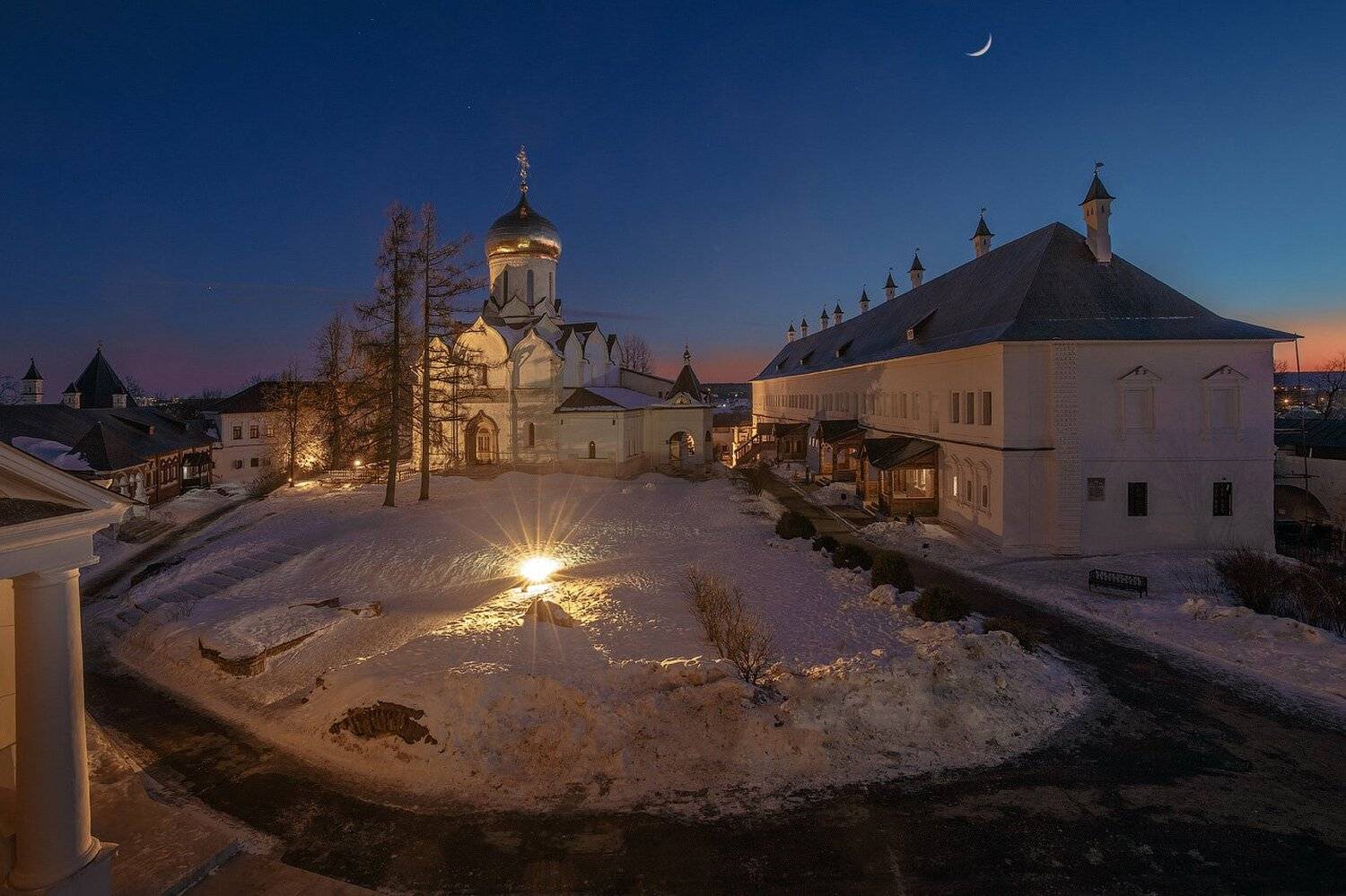 вечер, звенигород, зима, луна, саввино-сторожевский монастырь, Виктор Климкин