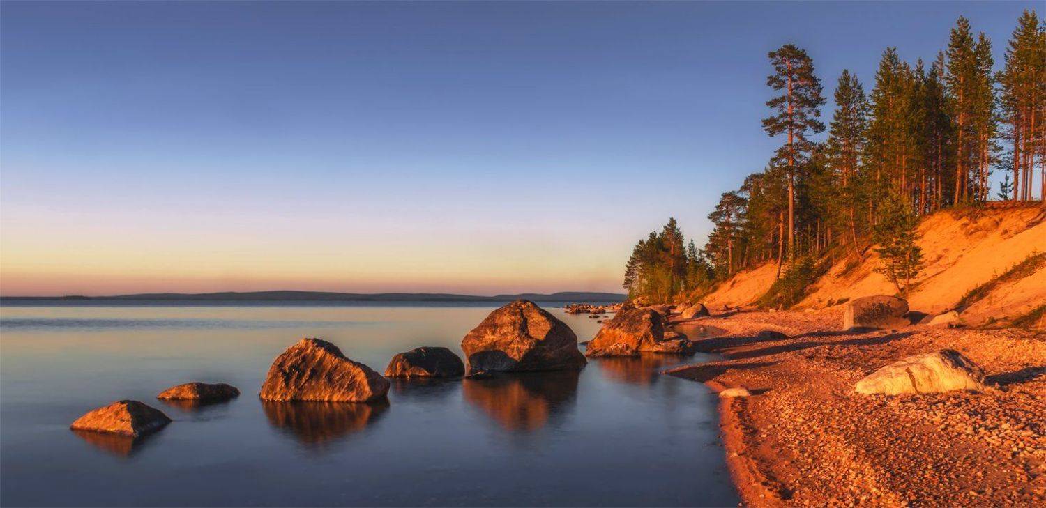 Берег, Закат, Кольский п-ов, Лето, Озеро, Пейзаж, Природа, Путешествие, Север, Альберт Беляев