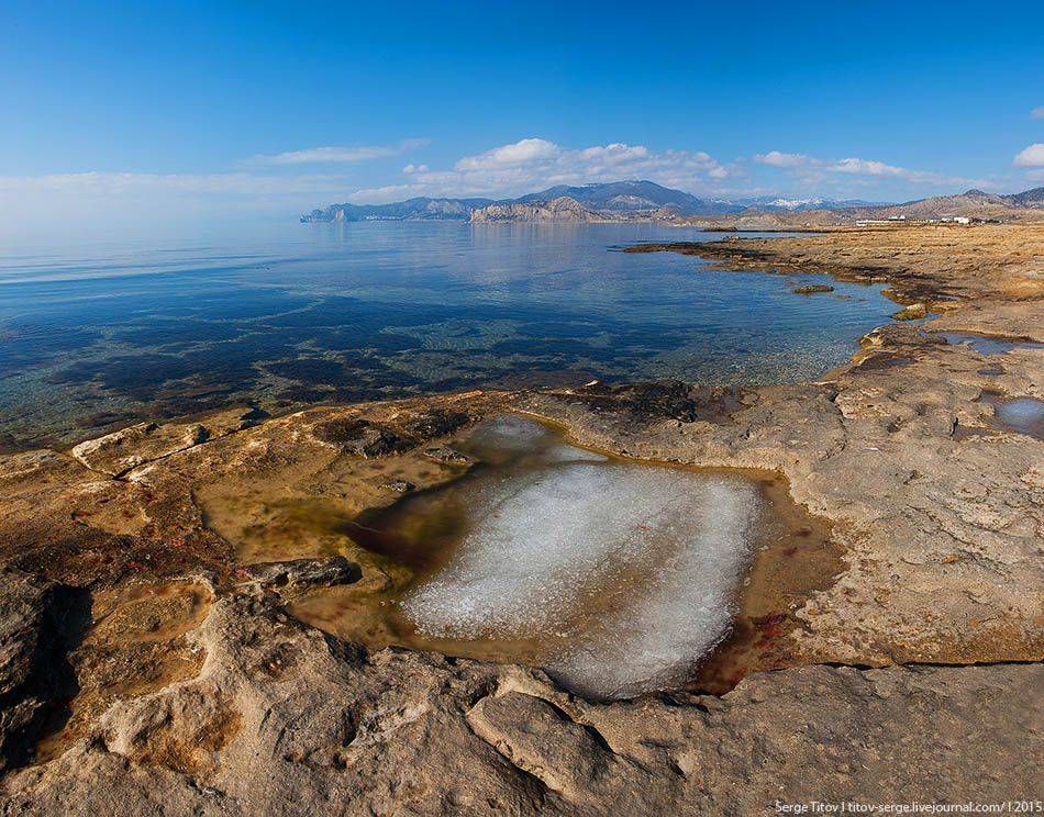 Горы, Залив, Зима, Крым, Лагуна, Лед, Море, Мороз, Пейзаж, Serge Titov